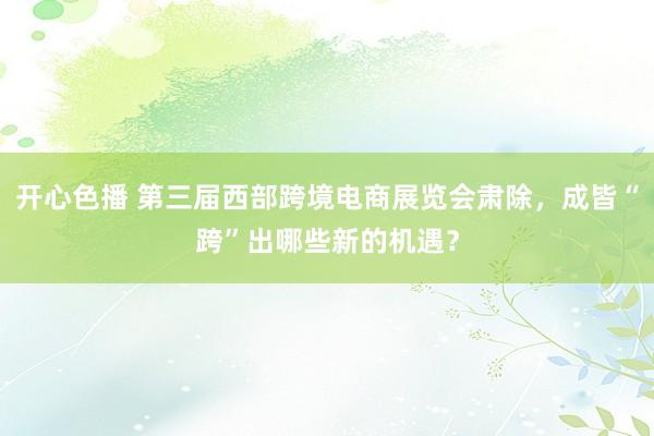 开心色播 第三届西部跨境电商展览会肃除，成皆“跨”出哪些新的机遇？