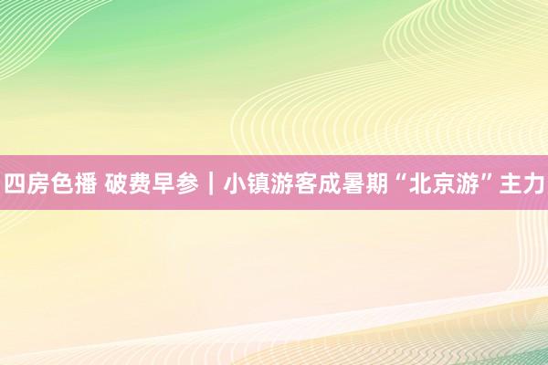 四房色播 破费早参｜小镇游客成暑期“北京游”主力