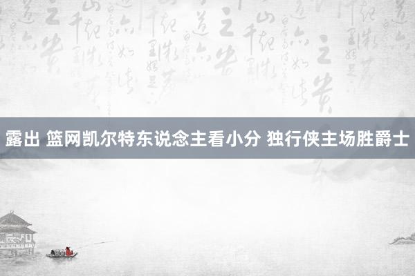 露出 篮网凯尔特东说念主看小分 独行侠主场胜爵士