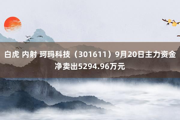 白虎 内射 珂玛科技（301611）9月20日主力资金净卖出5294.96万元