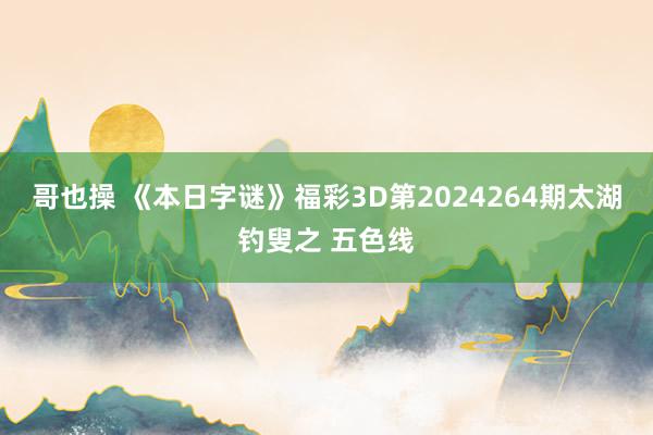 哥也操 《本日字谜》福彩3D第2024264期太湖钓叟之 五色线