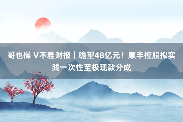 哥也操 V不雅财报｜瞻望48亿元！顺丰控股拟实践一次性至极现款分成