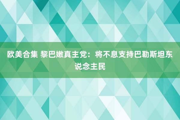 欧美合集 黎巴嫩真主党：将不息支持巴勒斯坦东说念主民