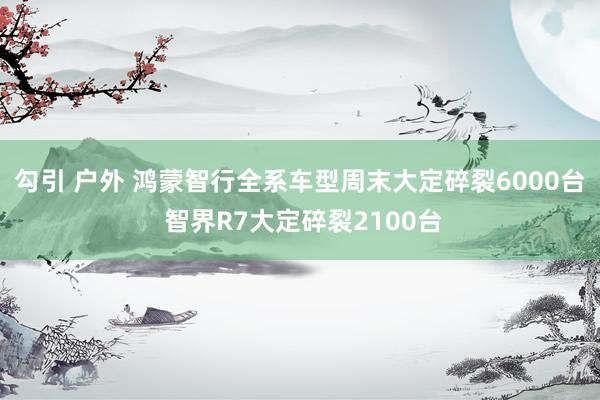 勾引 户外 鸿蒙智行全系车型周末大定碎裂6000台 智界R7大定碎裂2100台