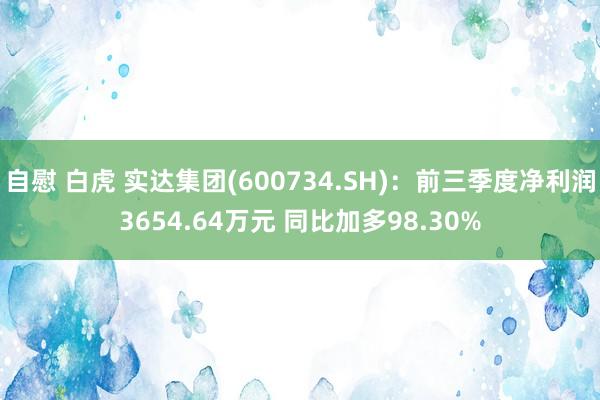 自慰 白虎 实达集团(600734.SH)：前三季度净利润3654.64万元 同比加多98.30%