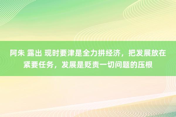 阿朱 露出 现时要津是全力拼经济，把发展放在紧要任务，发展是贬责一切问题的压根