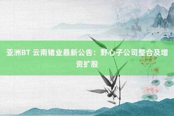 亚洲BT 云南锗业最新公告：野心子公司整合及增资扩股