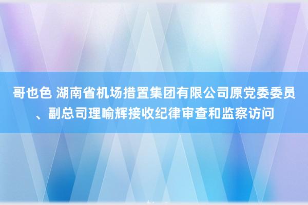 哥也色 湖南省机场措置集团有限公司原党委委员、副总司理喻辉接收纪律审查和监察访问