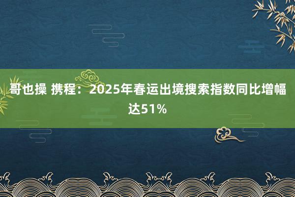 哥也操 携程：2025年春运出境搜索指数同比增幅达51%