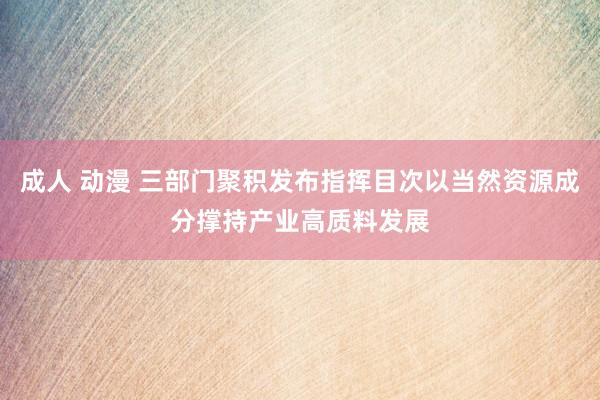 成人 动漫 三部门聚积发布指挥目次以当然资源成分撑持产业高质料发展