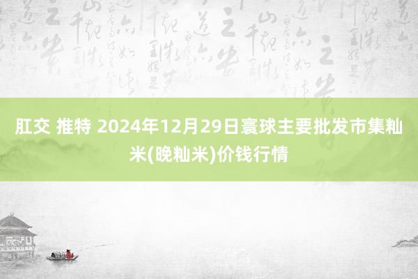 肛交 推特 2024年12月29日寰球主要批发市集籼米(晚籼米)价钱行情