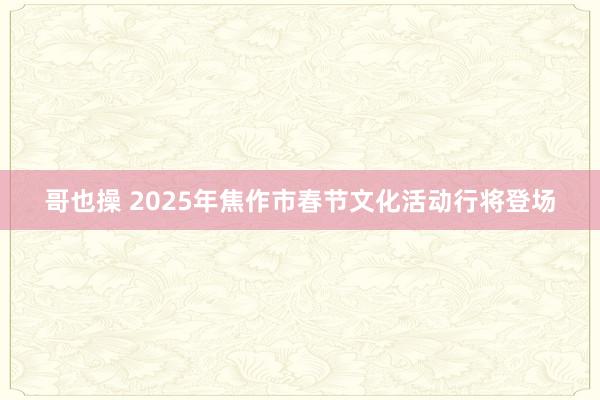 哥也操 2025年焦作市春节文化活动行将登场