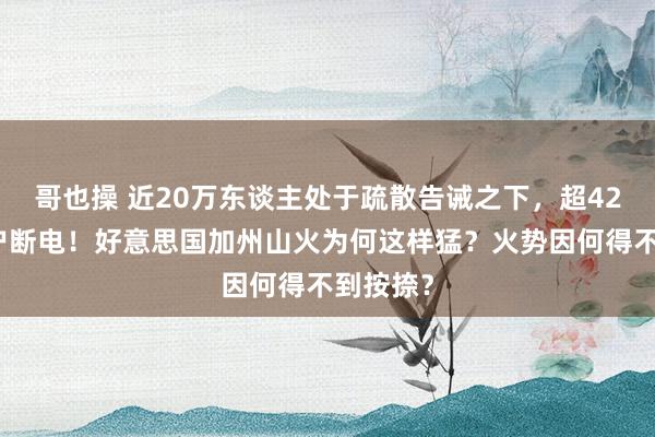 哥也操 近20万东谈主处于疏散告诫之下，超42万户住户断电！好意思国加州山火为何这样猛？火势因何得不到按捺？