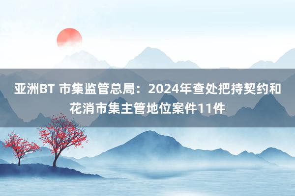 亚洲BT 市集监管总局：2024年查处把持契约和花消市集主管地位案件11件